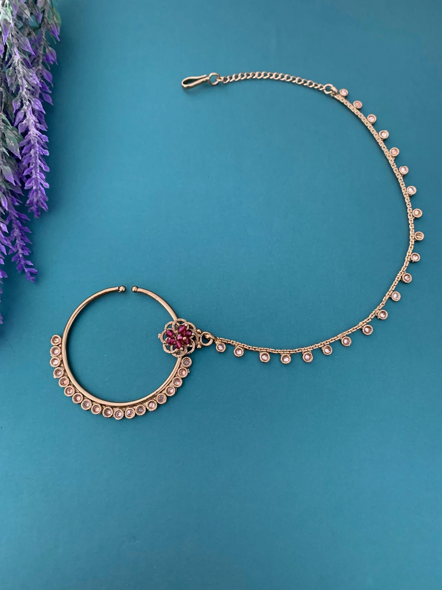 Antique Nath/Nose ring with chain