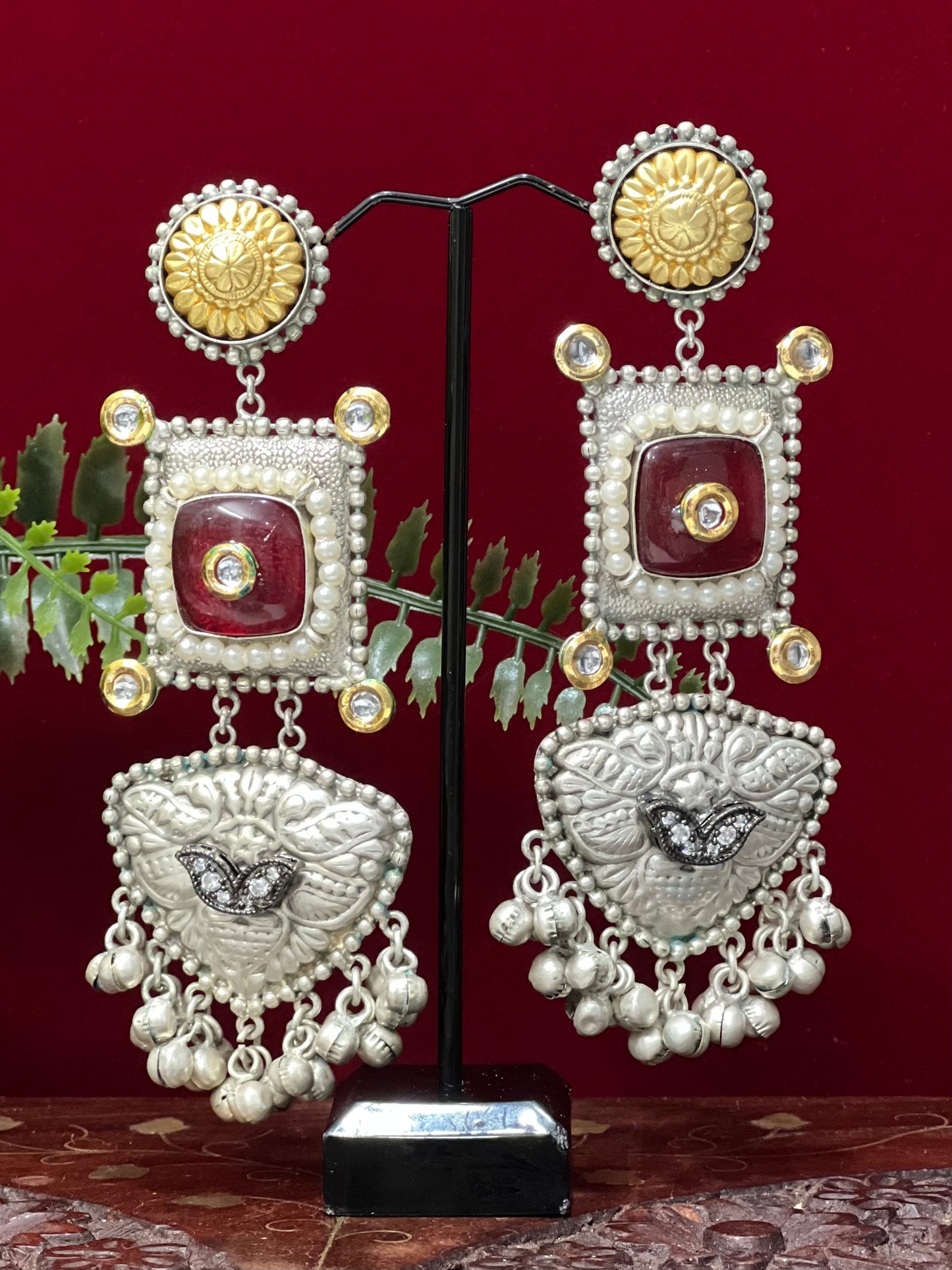 Silver replica fusion earring