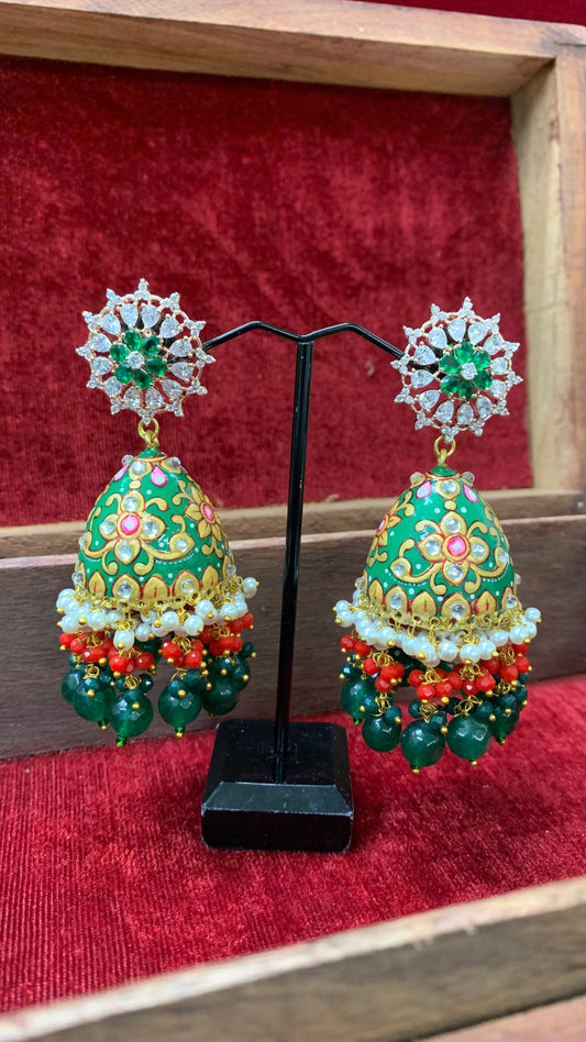 Hand painted meenakari jhumki / jhumka