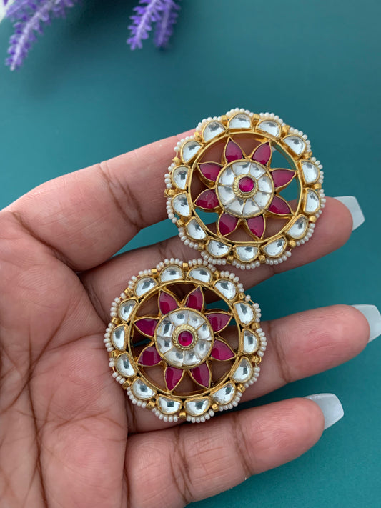 Pachi kundan studs ruby