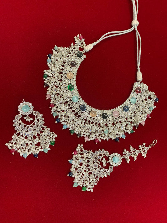 Alphi polki necklace with chandbali