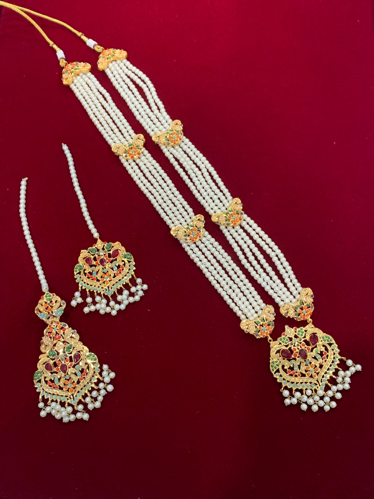 Gold plated Katai / jadau long mala