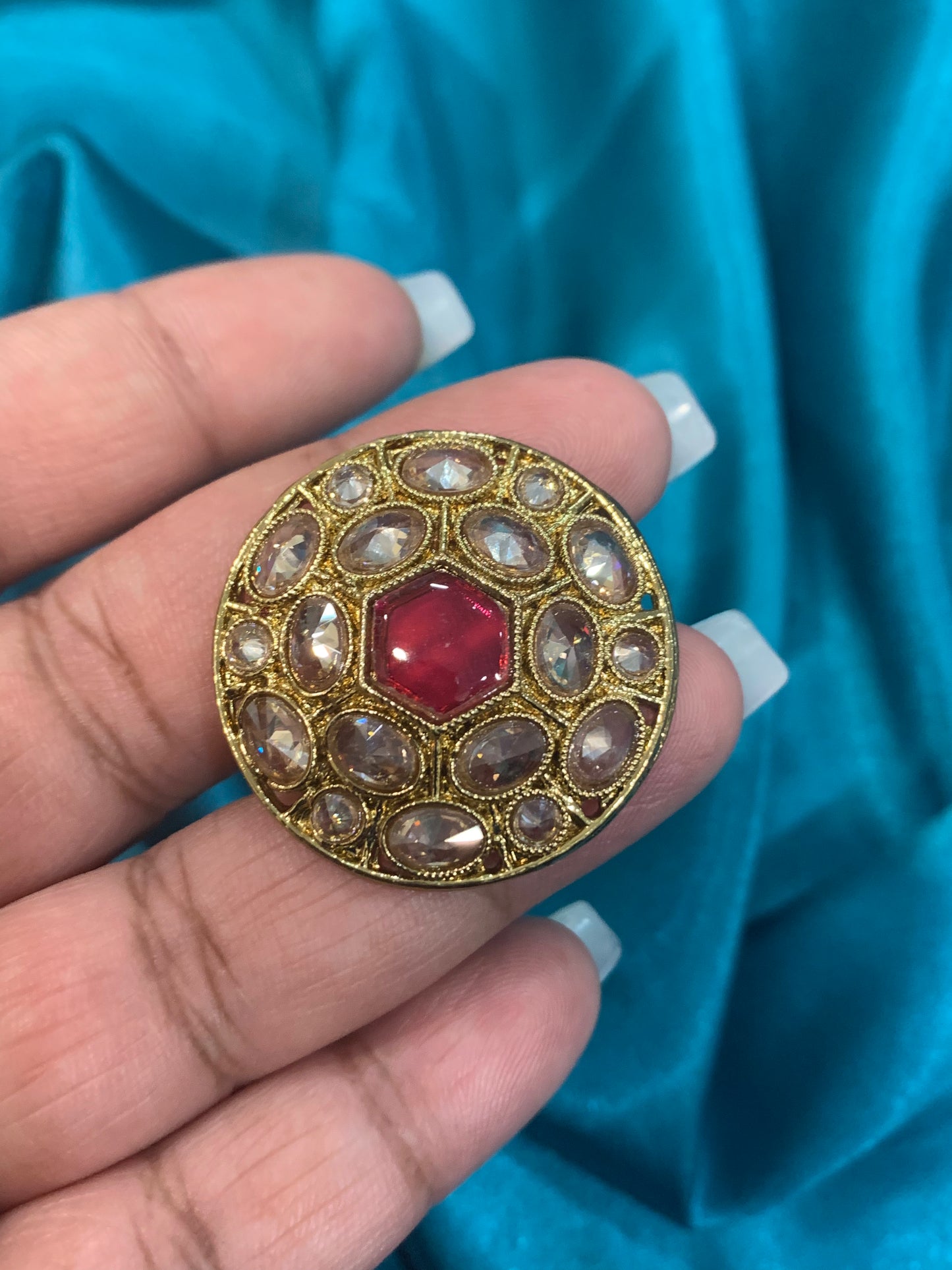 Mini Polki ring in ruby