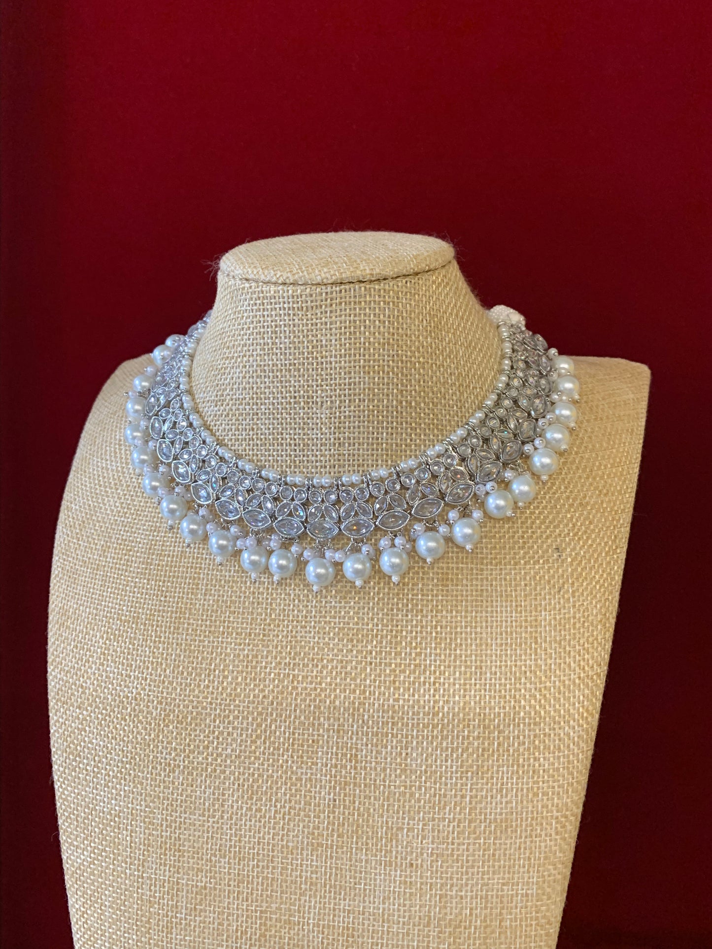 Reverse polki necklace with matching jhumki tikka