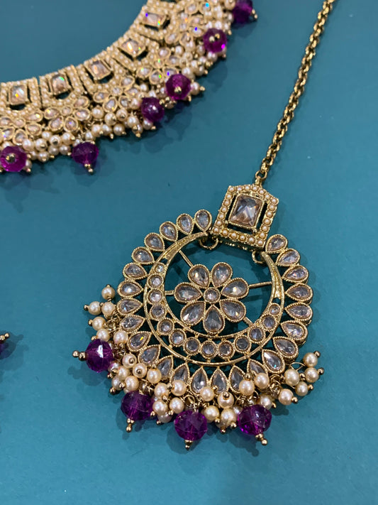 Anuska polki choker in dark Purple