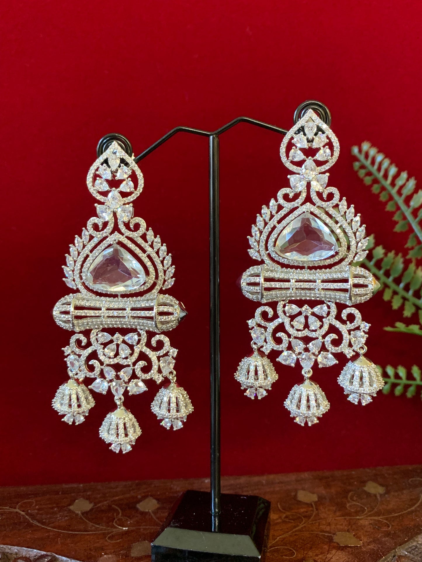 Jolene American diamond / AD /CZ earring doublet stone details