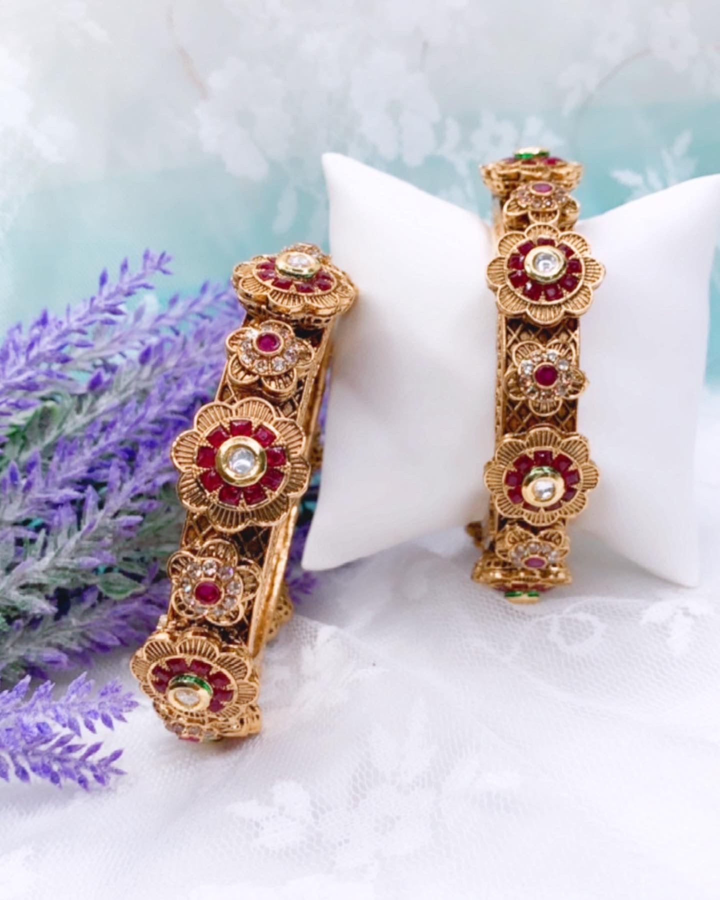 Temple style bangle in matte gold