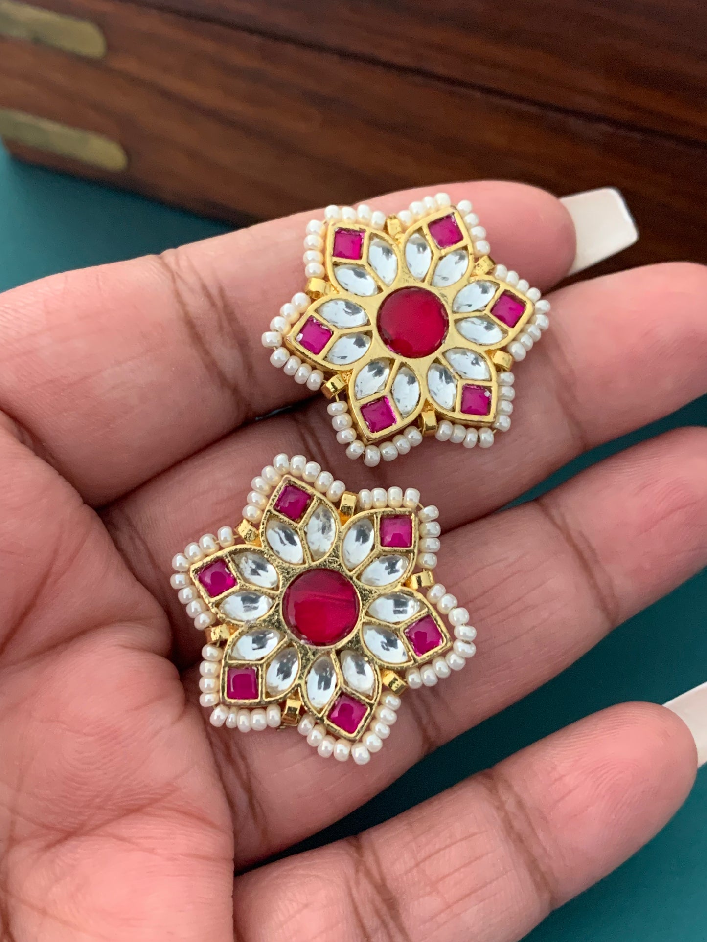Pachi kundan studs SITARA ruby