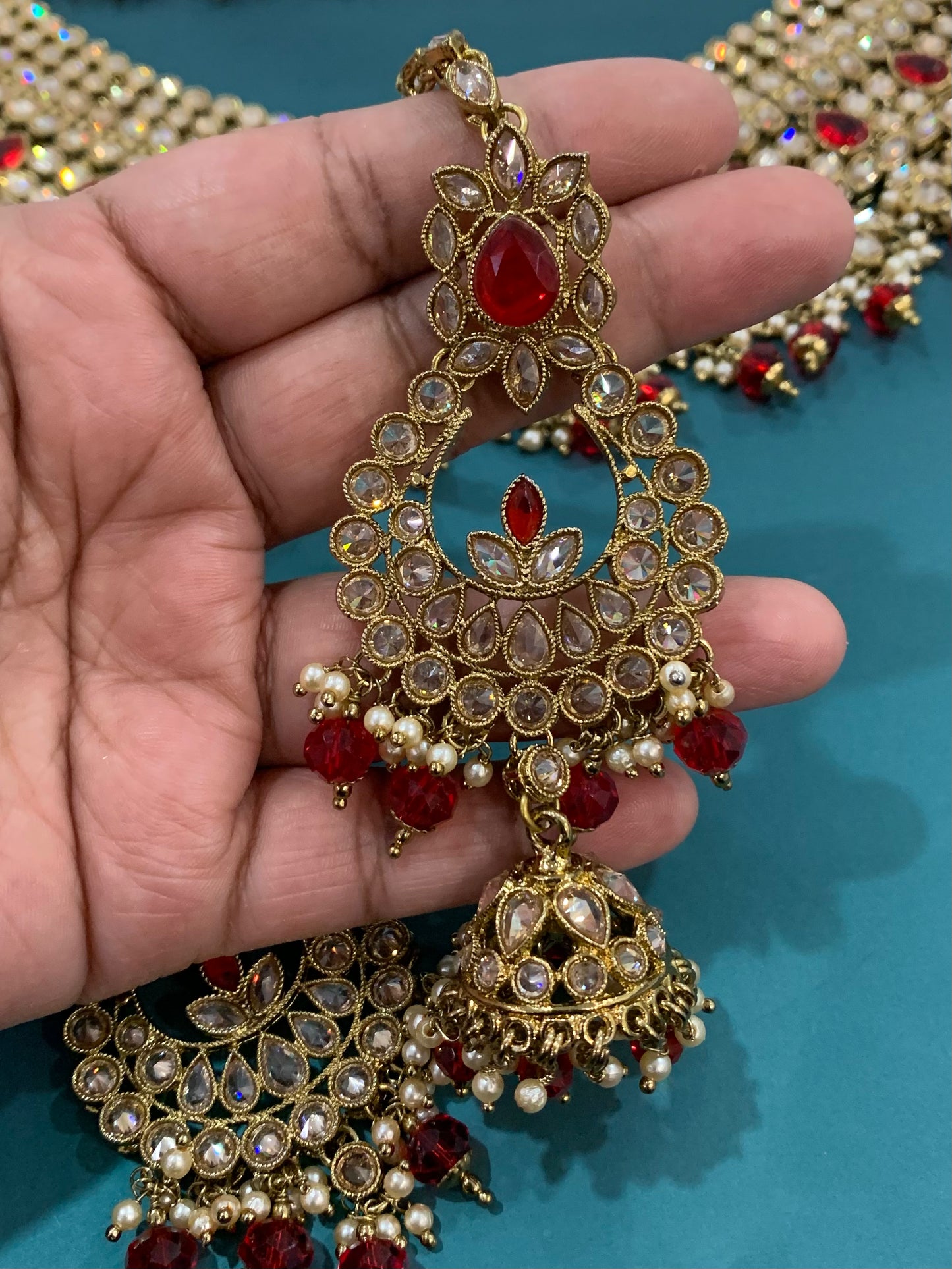 Bridal polki necklaces in Ruby red