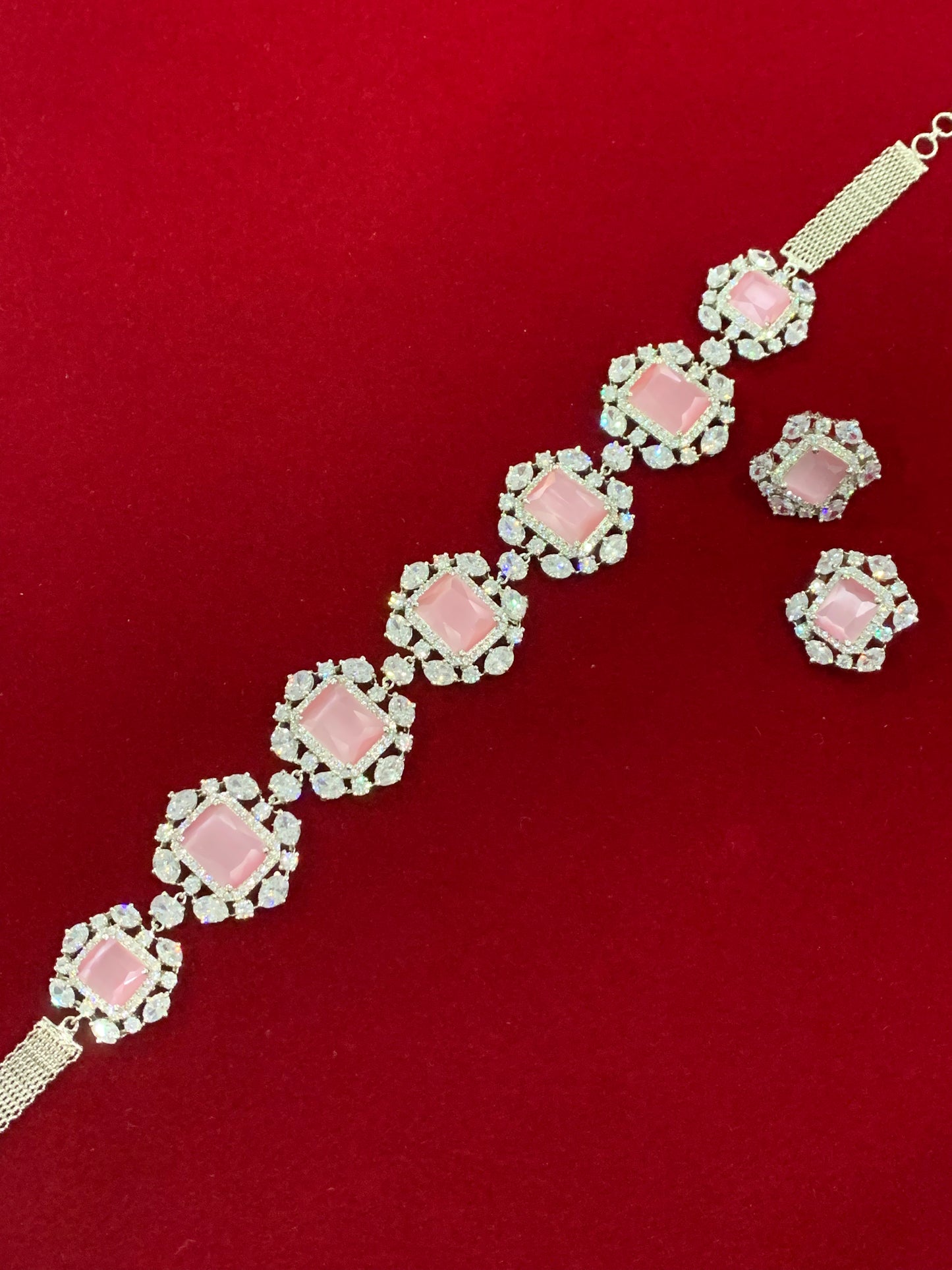 American diamond silver choker / necklace