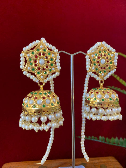 Pakistani thappa kundan / original multani jhumki earring
