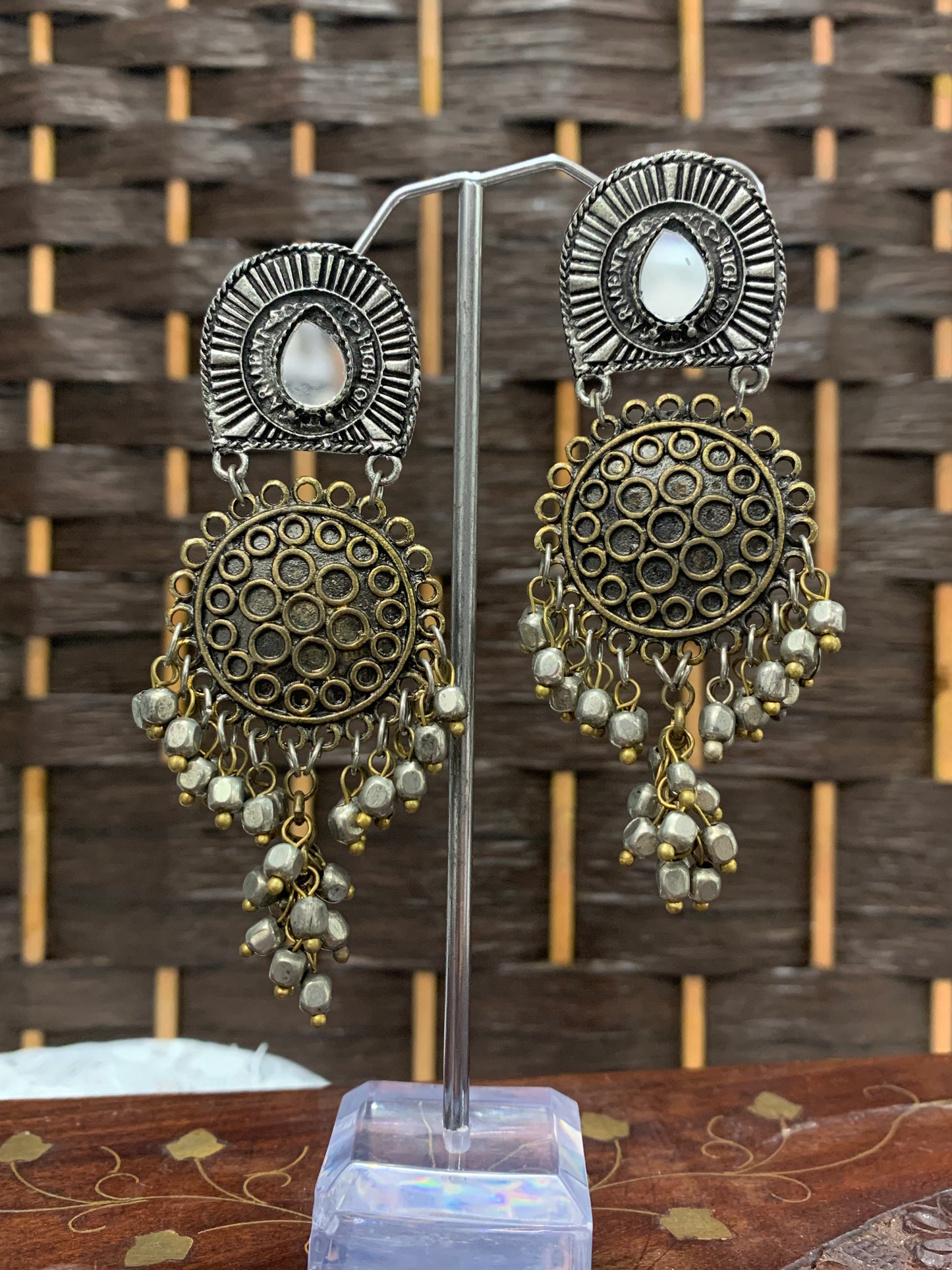 Black metal oxides earring