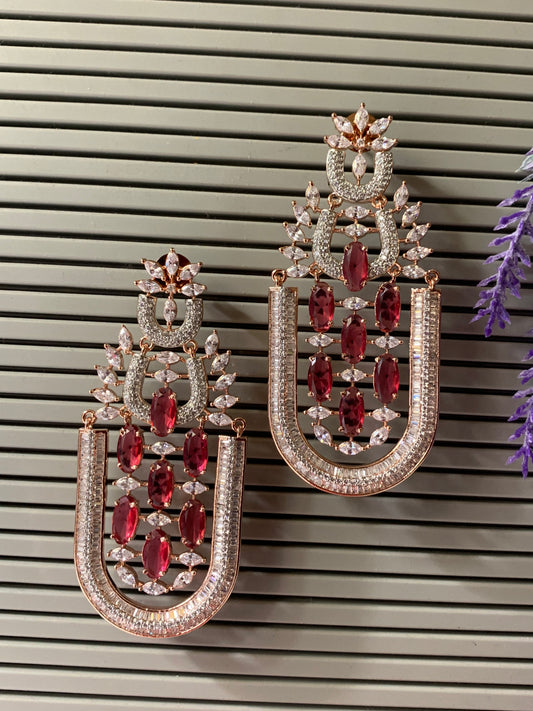 American diamond / AD /CZ earring colored stone details