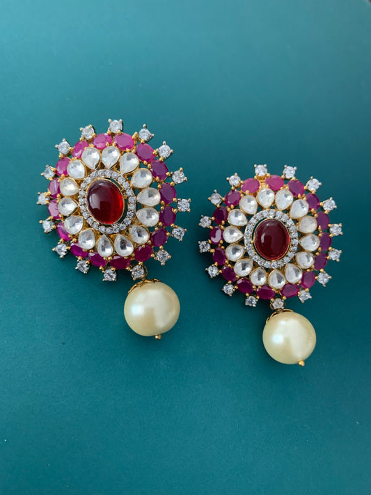 kundan and American diamond stud