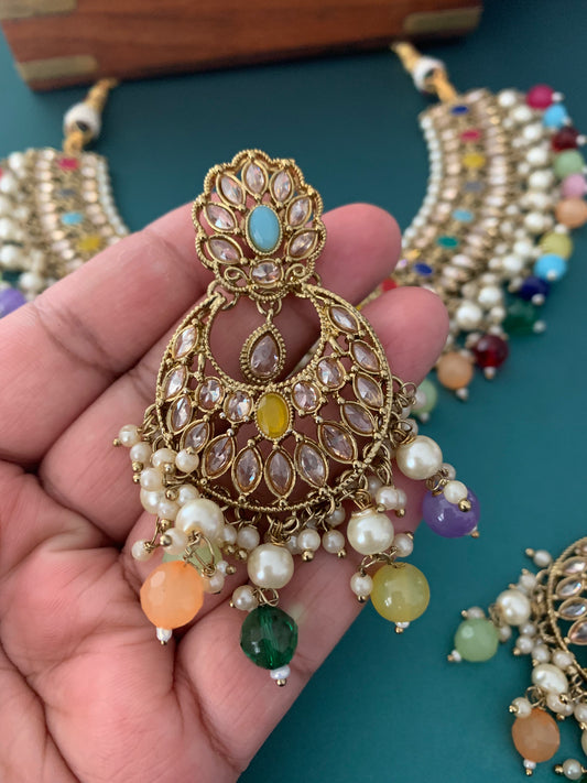 Khusboo polki necklace in multi