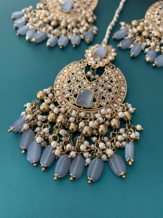 Heidi polki earring tikka grey