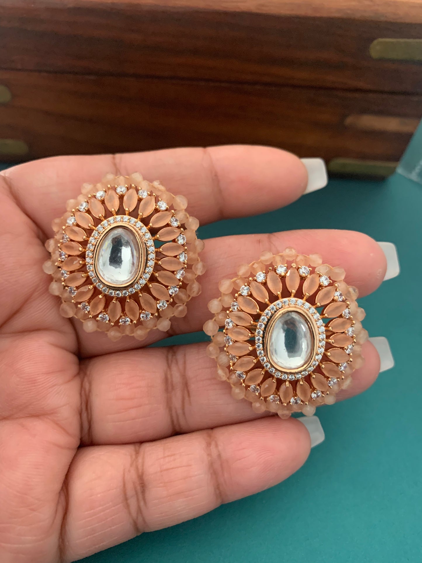 Uncut Kundan studs with AD