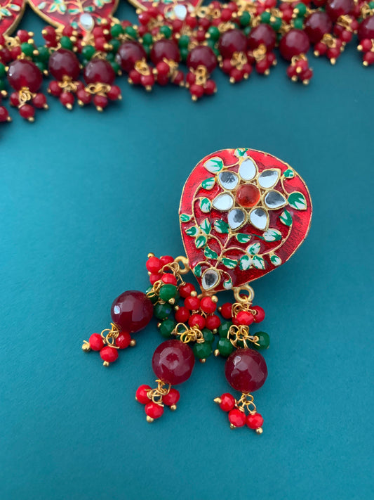 Hand painted meena choker with kundan work