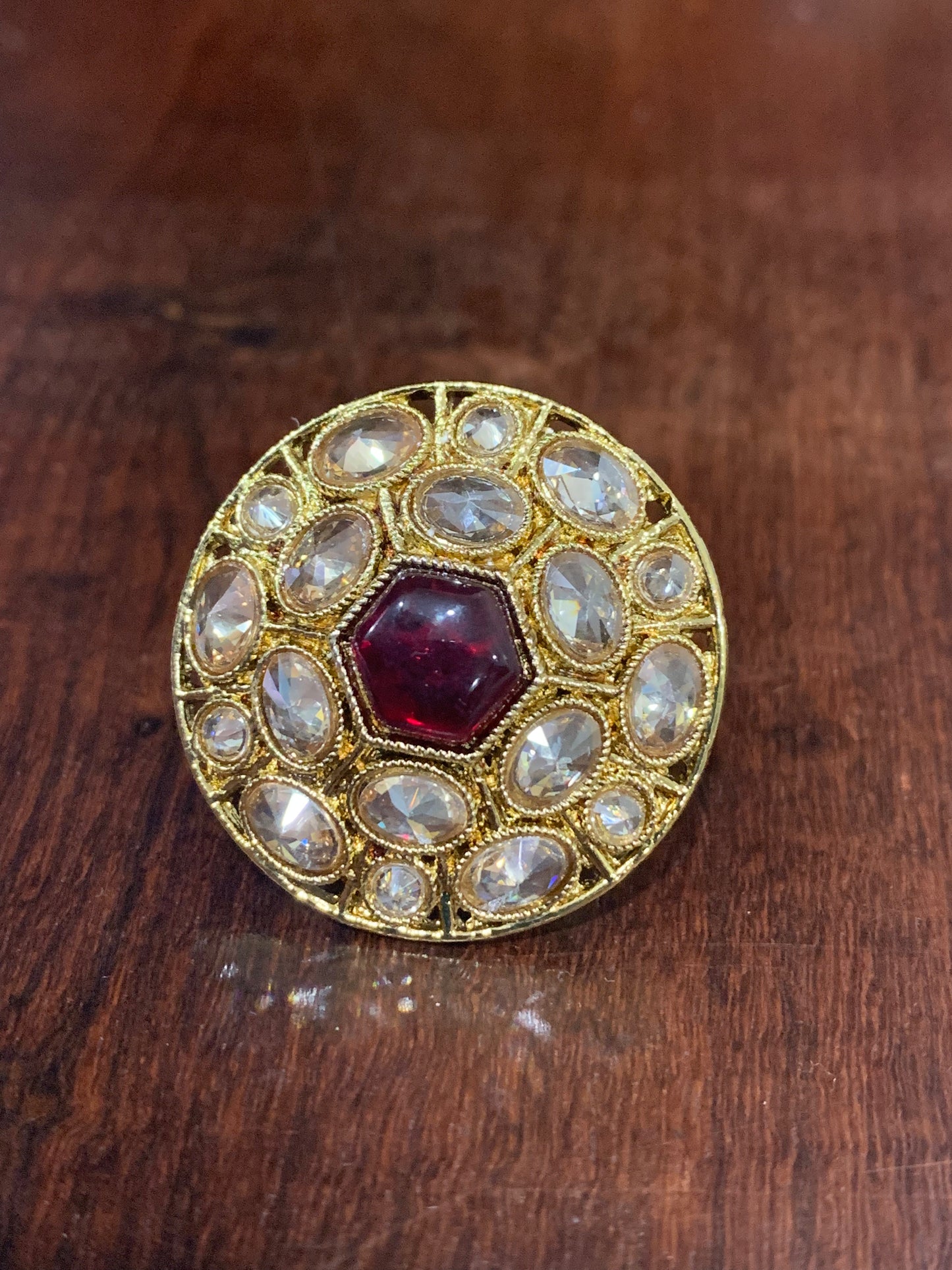 Mini Polki ring in ruby