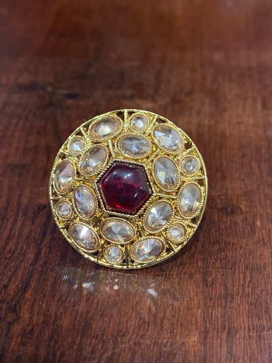 Mini Polki ring in ruby