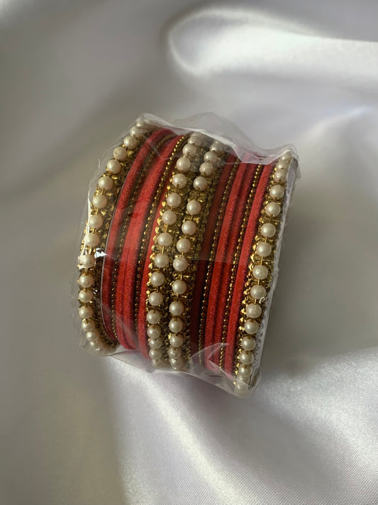 Suraj velvet bangle with pearl details