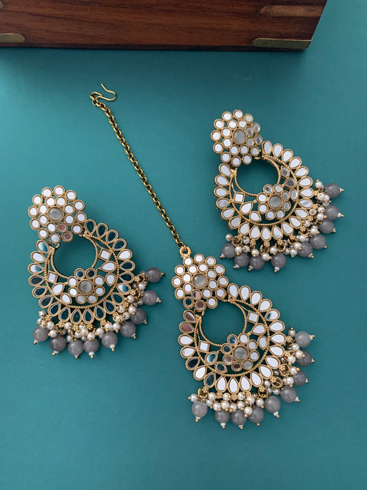 Missy chandbali mirror grey