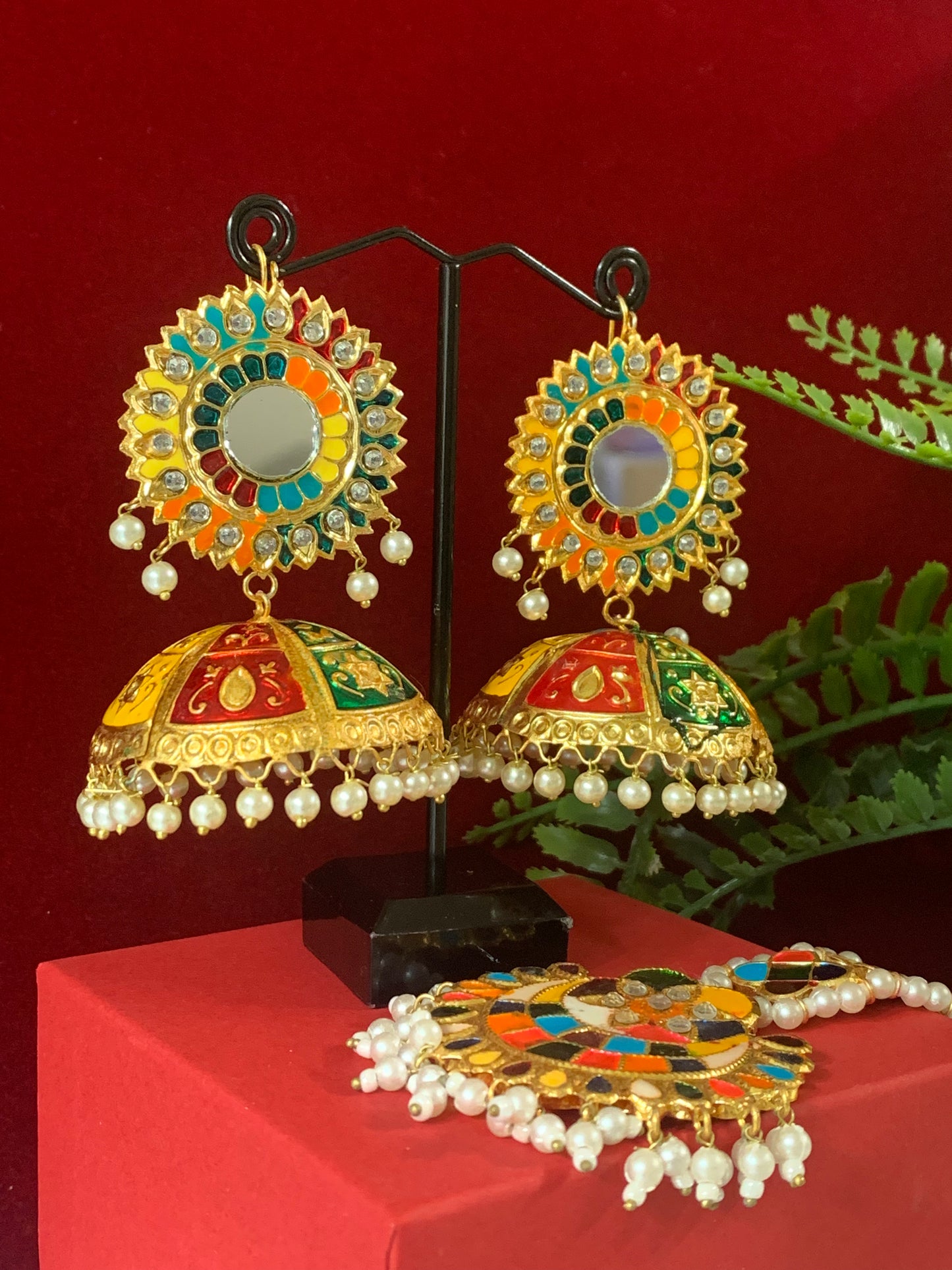 Pakistani rangoli jhumki tikka