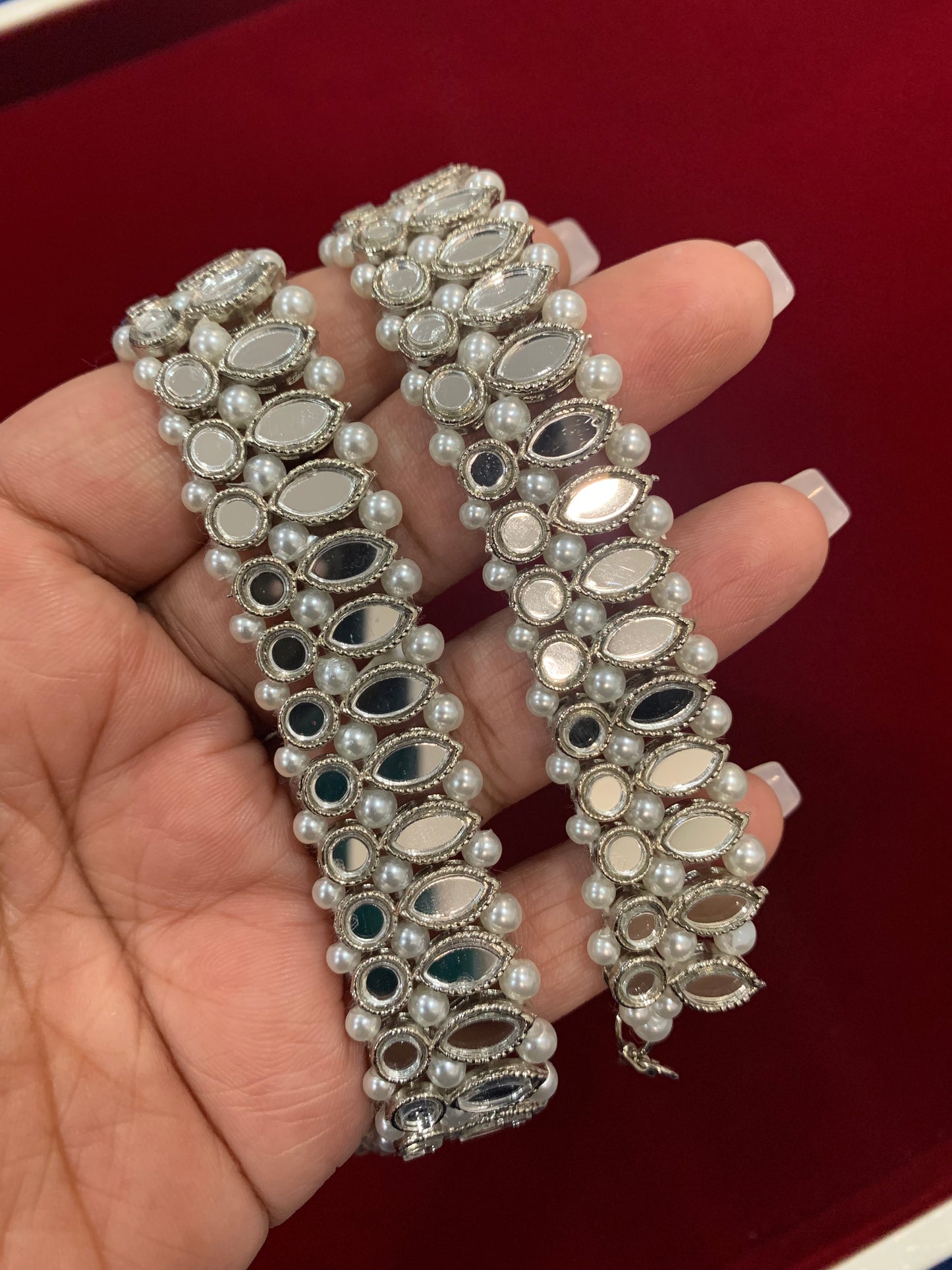 Payal /anklet in silver mirror