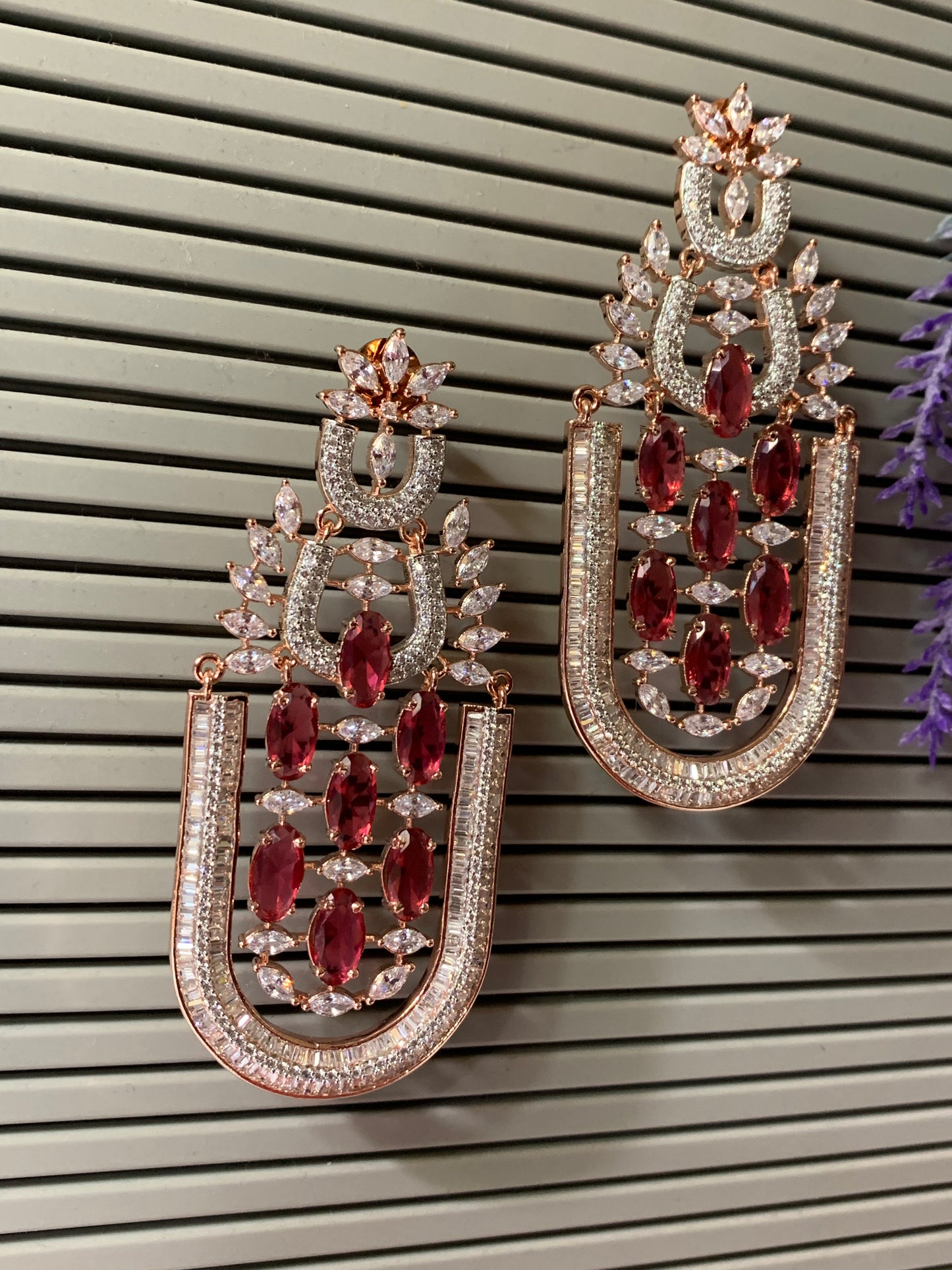 American diamond / AD /CZ earring colored stone details