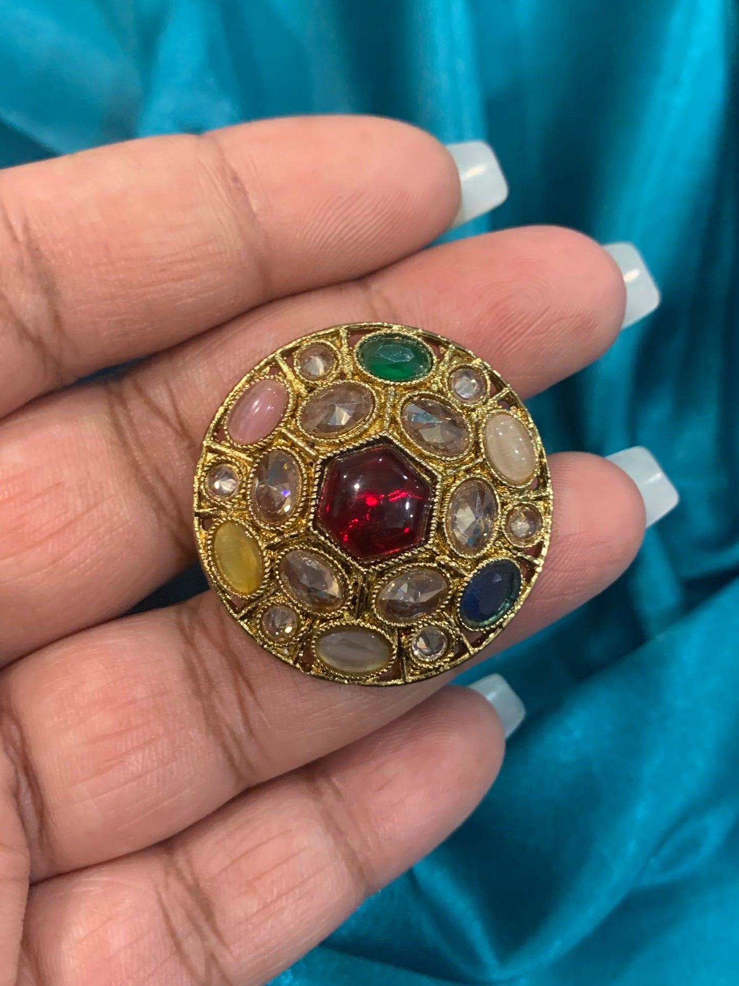 Mini Polki ring in multi