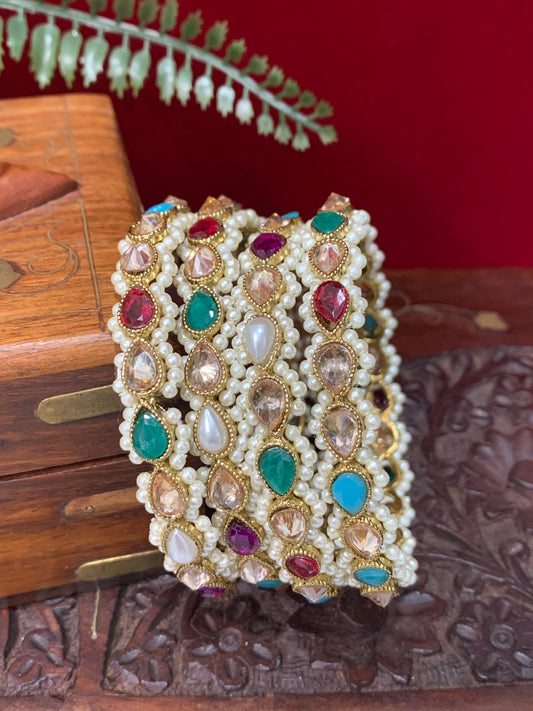 Polki multi bangle set in set of 4