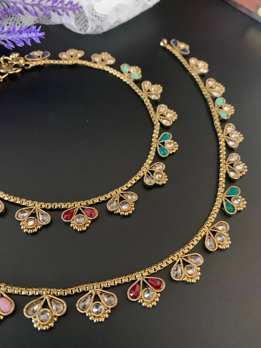 Antique Monalisa payal Bebo in Multi