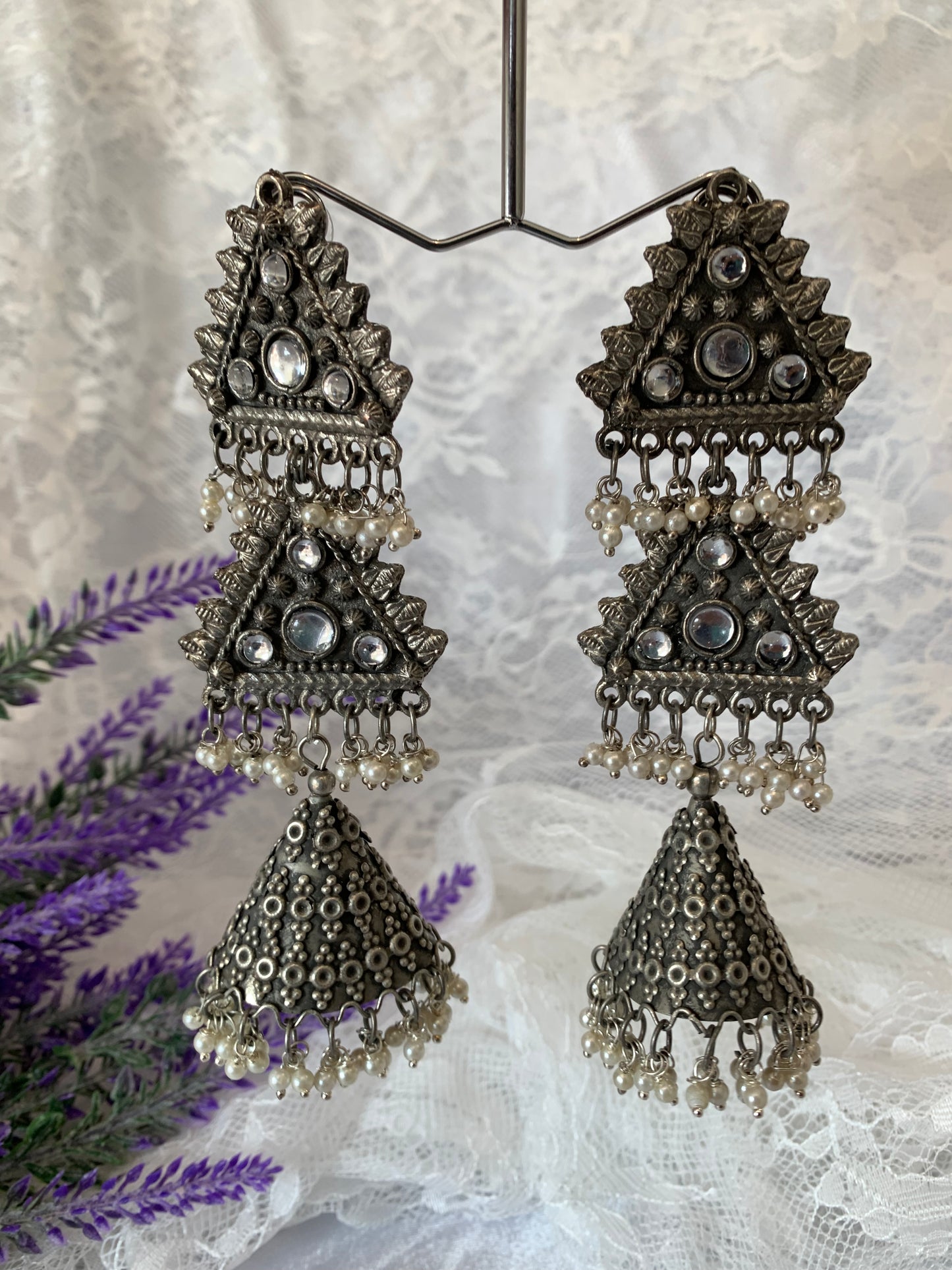 Black metal oxi jhumki earring