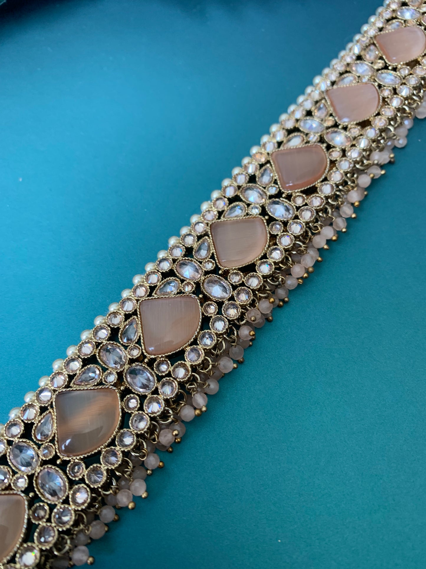 Reverse polki necklace Emma in antique gold