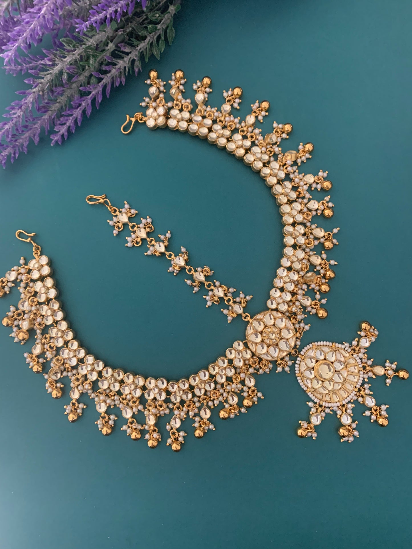 Pachi kundan Headpiece/mathapatti/sheespatti