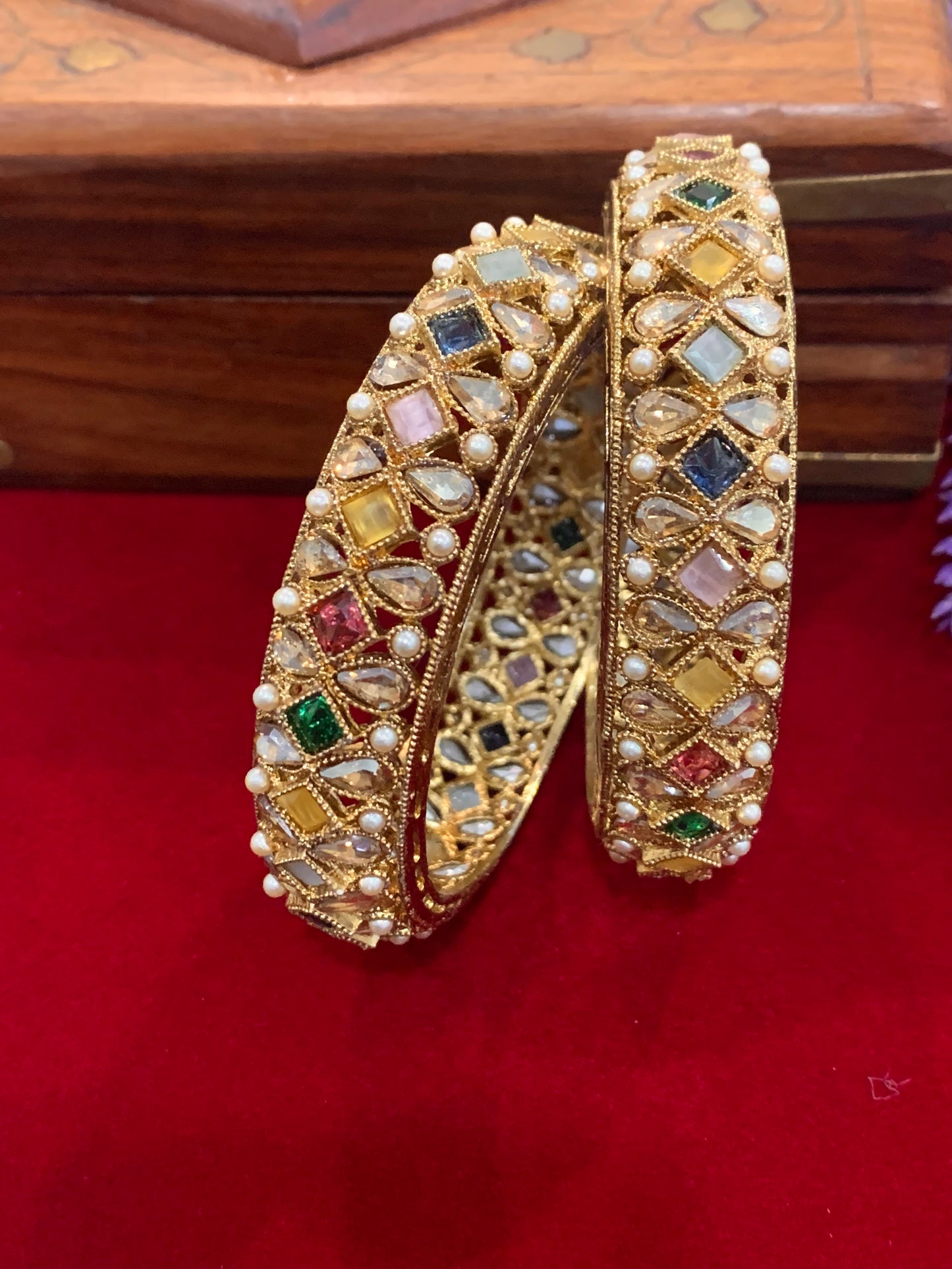 Polki bangle/ kada in Multi stone work