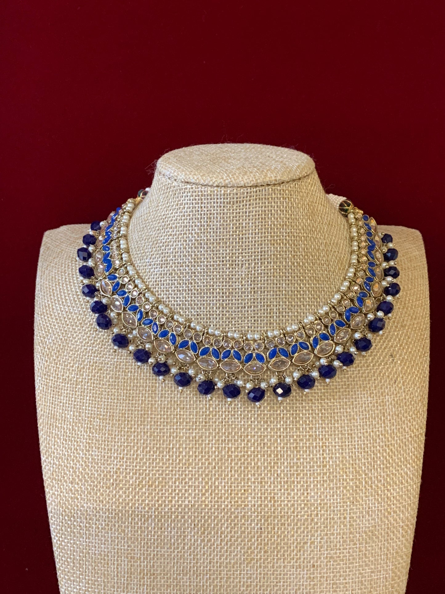 Reverse polki necklace with matching jhumki tikka