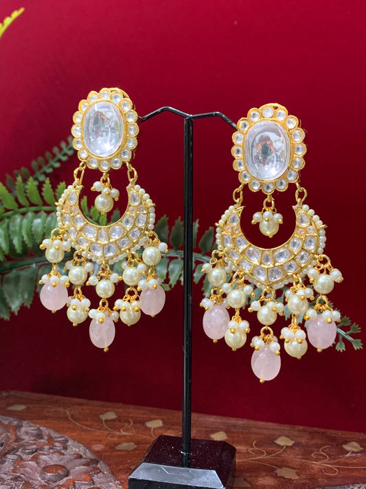 Original tyanni kundan chandbali earring pink