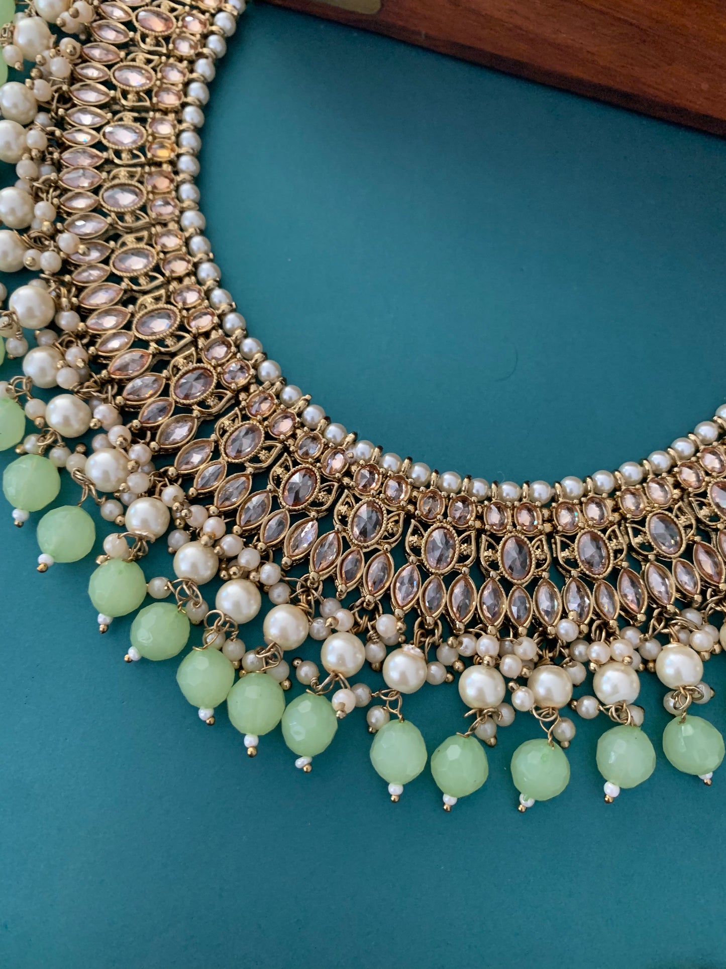 Khusboo polki necklace in Apple green