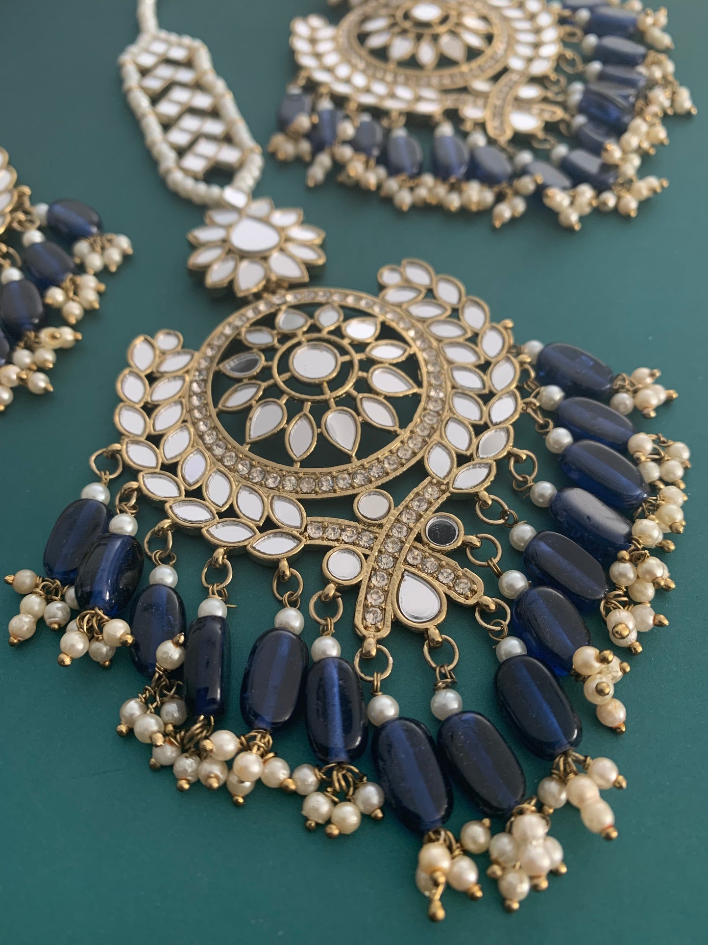 “Mehru”Mirror earring tikka set