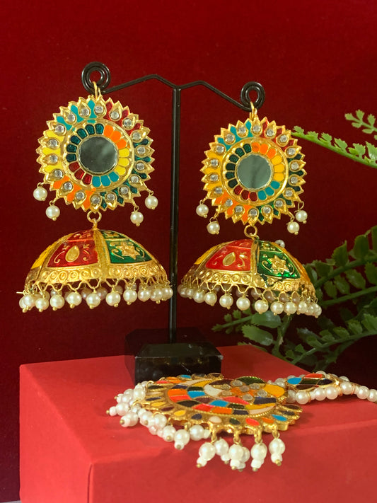 Pakistani rangoli jhumki tikka