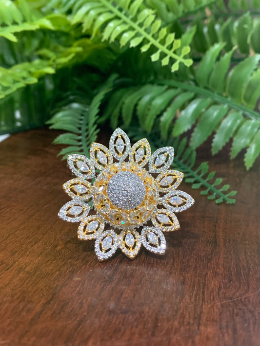 American diamond statement adjustable ring