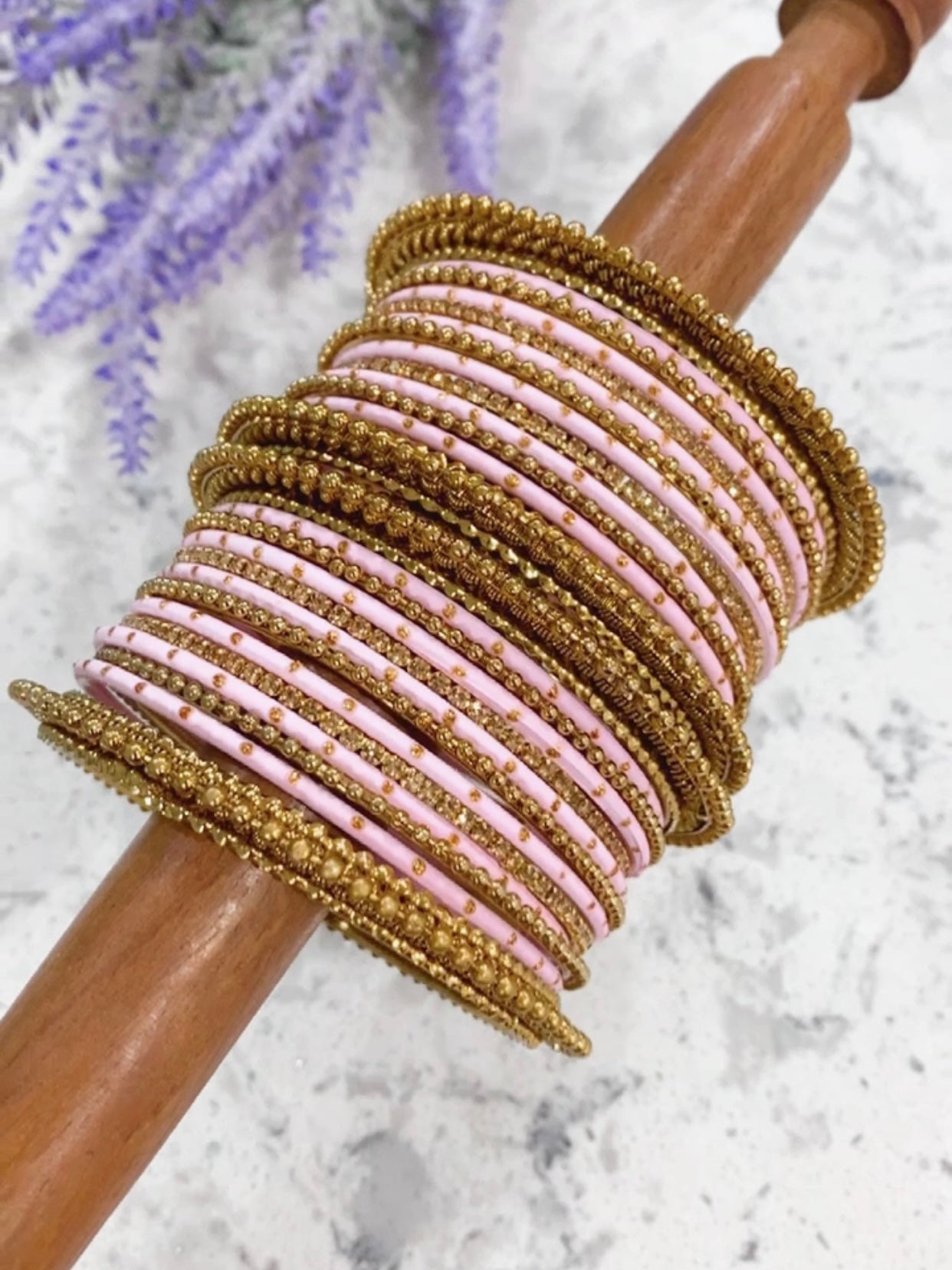 Rumana bangle set for both hands in Pink