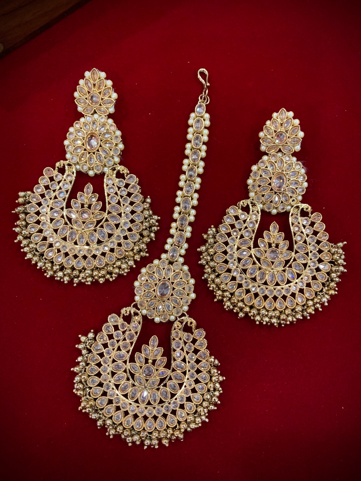 Polki chandbali style earring Tikka get Gold Lola