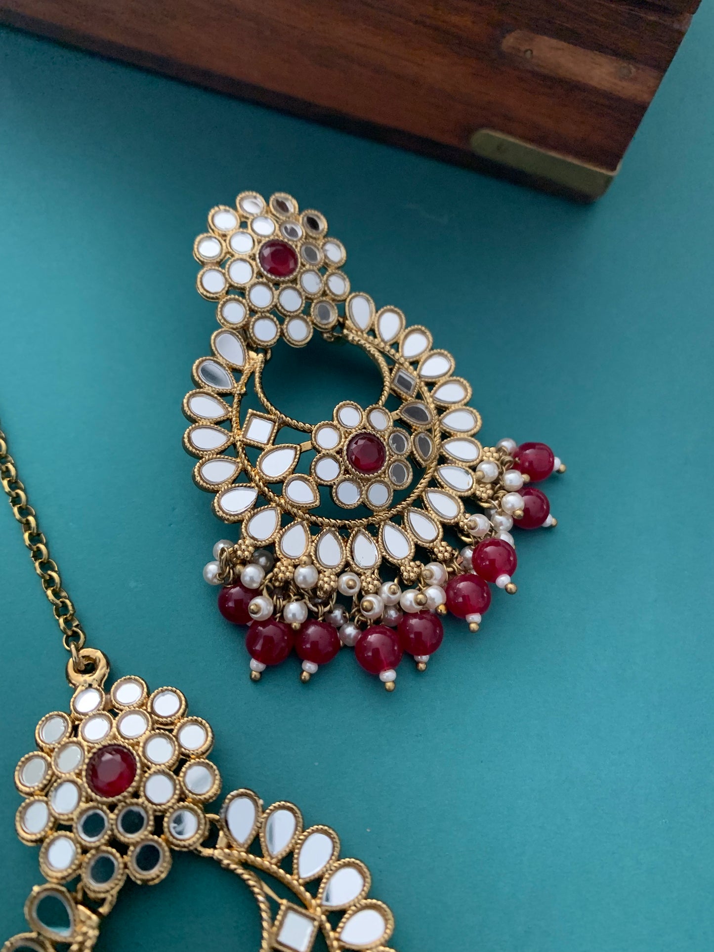 Missy chandbali mirror maroon