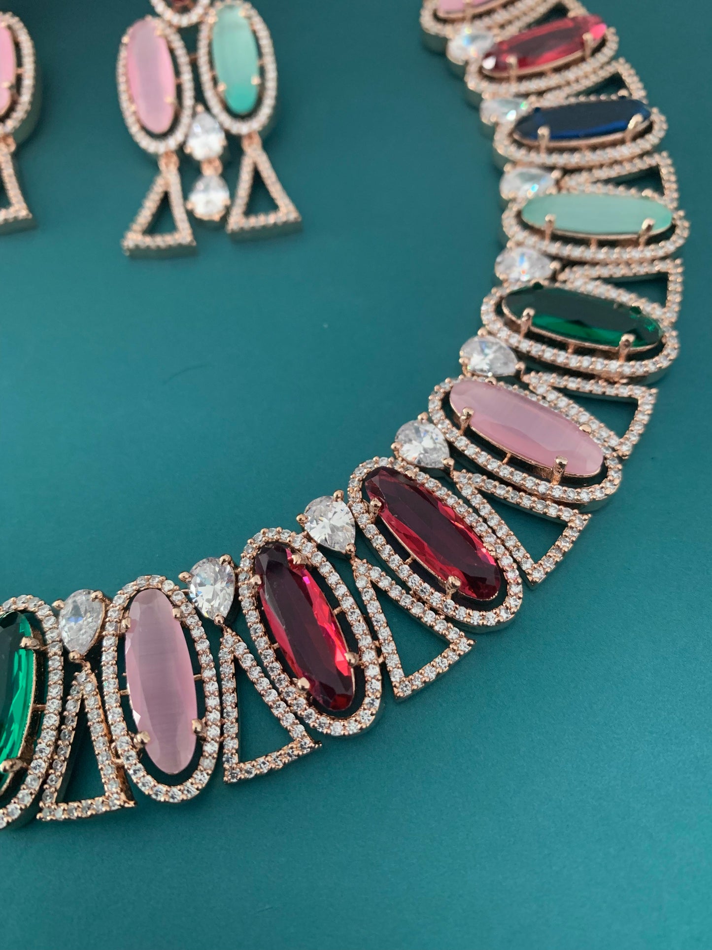 Kara american diamond necklace in multi