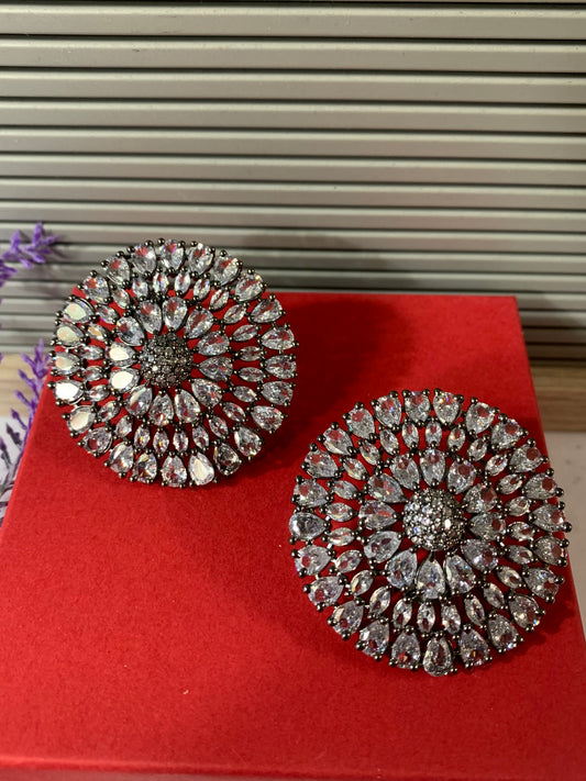 Victorian black stud tops earring .