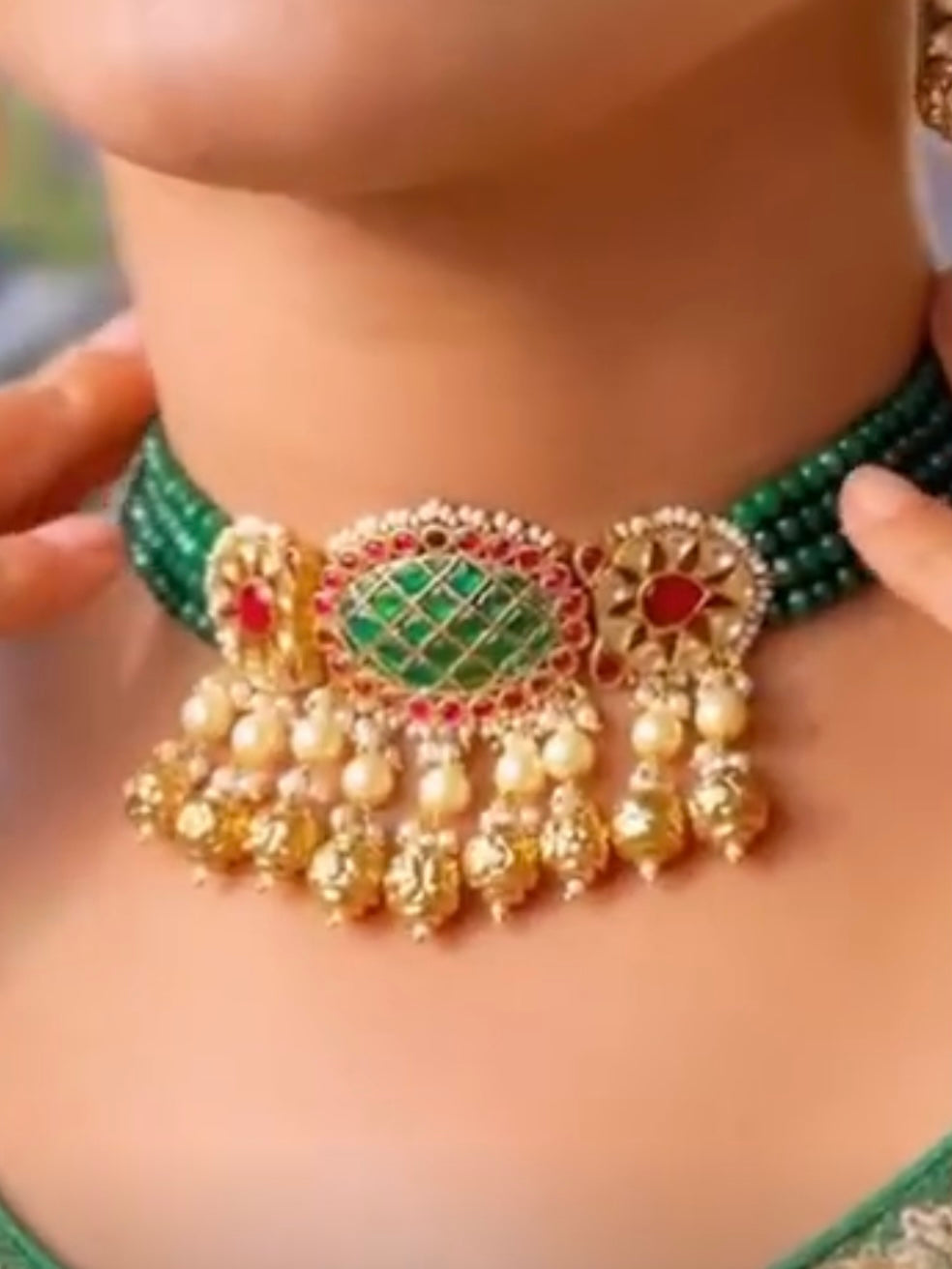 Geeta pachi kundan choker baby blue /ruby
