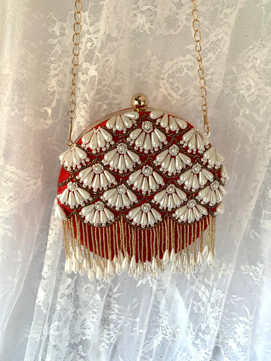 Women handbag/clutch / potli Bright red