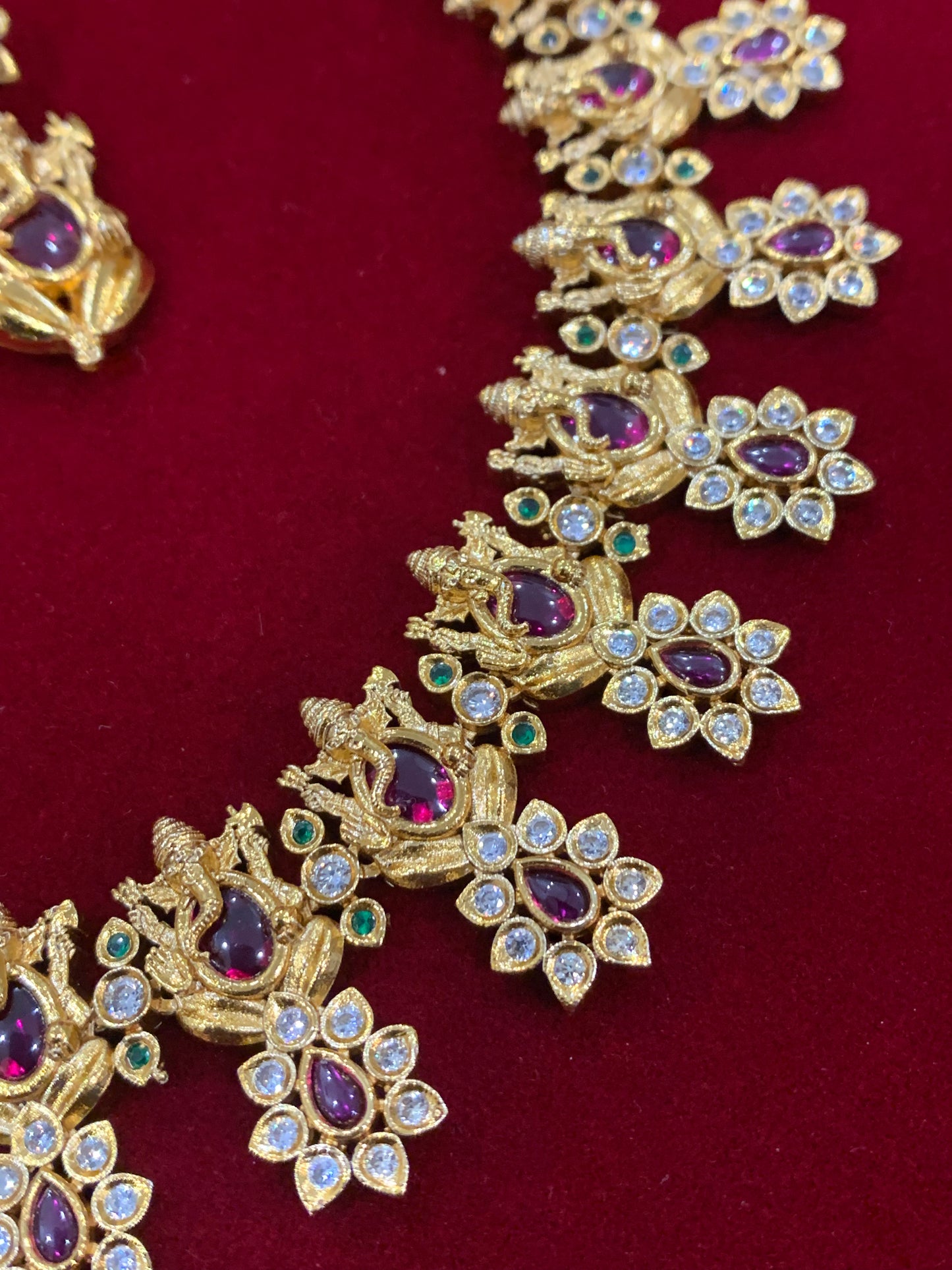 Temple style gold necklace and earring